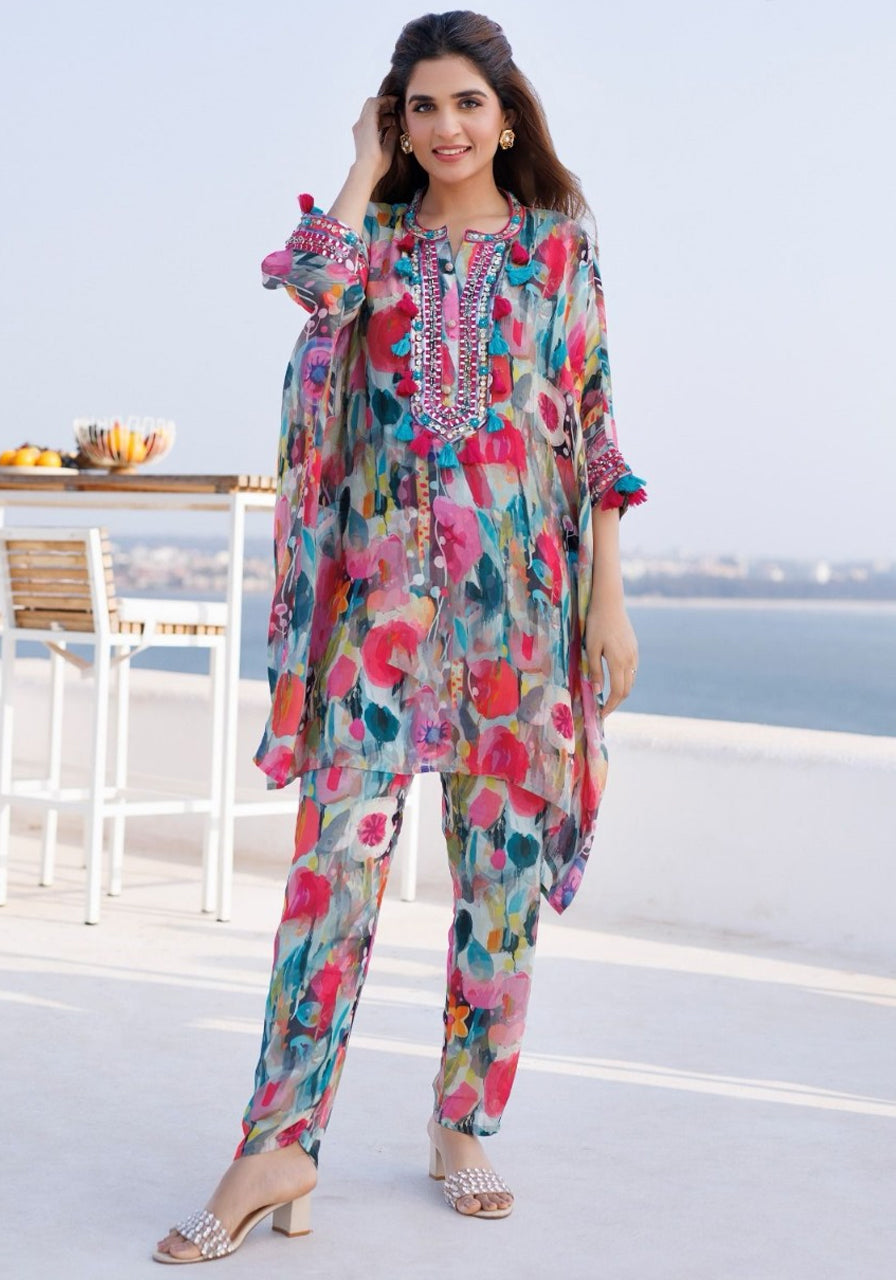 Printed kaftan kurti pant